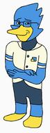 arm badge berdly_(deltarune) bird blue_skin closed_mouth clothes crossed_arms deltarune full_body glasses smug subvariant:soyak_(smug) that_one_fucking_picture_of_nate_being_a_smug_little_bastard variant:soyak video_game // 480x1280 // 69.6KB