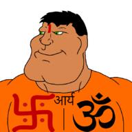 brown_skin green_eyes hair hindi_text hindu hinduism india indian pajeet sanskrit subvariant:mexiaryan swastika symbols trend:aryan variant:meximutt // 864x865 // 44.7KB
