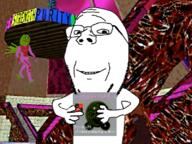 amphibian arm closed_mouth cruelty_squad frog glasses hand holding_object nas:pepe pepe pepe_the_frog smile soyjak stubble subvariant:wholesome_soyjak text variant:gapejak // 800x600 // 732.8KB