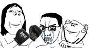 Chudjak_vs_Annabelle abuse arm beating blood body box boxing bruise crying domestic_violence eye_shadow eyelashes female fight frown girl glasses hair hand sad smile subvariant:annabelle subvariant:wholesome_soyjak tear variant:chudjak variant:gapejak variant:impish_soyak_ears woman // 1920x1000 // 427.4KB