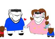 5soyjaks arm baby bbc black_skin blacked brown_hair clothes ear family female full_body hair hair_ribbon hand leg penis queen_of_spades smile soyjak stubble tattoo variant:impish_soyak_ears // 1024x743 // 429.6KB