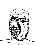 analog_horror distorted glasses open_mouth soyjak spiral spiral_teeth stubble thalasin variant:a24_slowburn_soyjak white_background // 300x379 // 49.8KB