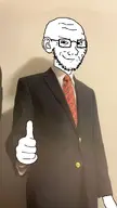 artist:orhowevertheburgeriseaten clothes ear gemersonlakeandpalmer_(user) glasses hair hand necktie red_tie smug soyjak stubble suit suit_and_tie thumbs_up variant:smugjak // 900x1600 // 549.1KB