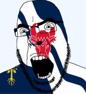 angry british bull cow england flag flag:oxfordshire glasses hair looking_to_the_left open_mouth oxfordshire soyjak stubble teeth thick_eyebrows tree united_kingdom variant:cobson // 721x789 // 114.5KB