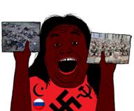 black_skin communism flag hammer_and_sickle holding_object islam nazism russia russo_ukrainian_war soyjak swastika ukraine variant:alicia // 968x800 // 318.3KB