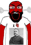 angry balding beard chester_alan_arthur clothes glasses hair heart i_love open_mouth red_skin soyjak subvariant:science_lover tshirt variant:markiplier_soyjak // 2819x4096 // 816.8KB