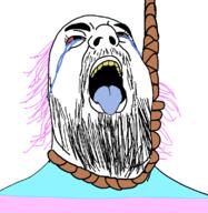 crying dead open_mouth pink_hair rope stubble suicide tongue tranny variant:hydejak yellow_teeth // 778x800 // 80.4KB