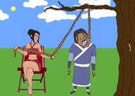 ack avatar_the_last_airbender azula blue_eyes cartoon clothes cloud grass hanging katara lynching meta:leaky open_mouth rope shitskin sky sun tree variant:bernd // 1000x714 // 289.4KB