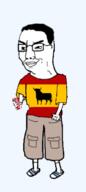 bull chud closed_mouth coca_cola full_body glasses hair holding_object smile smug soyjak spain variant:chudjak // 510x1142 // 130.4KB