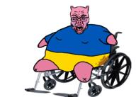 amputee closed_eyes crying ear flag flag:ukraine glasses hohol open_mouth pig quadruple_amputee rvssaryan soyjak stubble ukraine variant:rupturejak wheelchair // 2100x1500 // 807.8KB