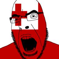 angry country cross flag glasses open_mouth soyjak stubble tonga variant:cobson // 721x720 // 11.5KB