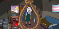 alcohol anhero couch estrogen flag flag:transgender_pride_flag glasses hair happy_meal lipstick mcdonalds moe_szyslak neco_arc needles noose open_mouth purple_hair room rope soyjak stubble suicide the_simpsons tongue tranny variant:bernd weed // 622x313 // 48.8KB
