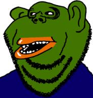 amerimutt clothes ear eyebags frog green_skin open_mouth pepe soyjak stubble subvariant:impish_amerimutt variant:impish_soyak_ears // 598x628 // 19.8KB
