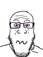 closed_mouth crying glasses purple_tears sad soyjak stubble variant:markiplier_soyjak // 600x800 // 110.5KB