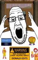 artist:conservativewaluigi autism autism_patient_award award beard donald_(mugen) glasses mugen open_mouth ronald_mcdonald soyjak variant:ppp video_game warning warning_may_randomly_start_talking_about // 950x1474 // 610.4KB