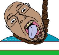 bald beard brown_skin country countrywar flag:uzbekistan glasses hanging looking_at_you open_mouth rope teeth tongue uzbekistan variant:bernd yellow_teeth // 768x719 // 51.2KB