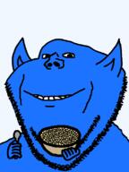 bald blue_skin bowl ear eating holding_object oat pointy_ears soyjak spoon stubble variant:impish_soyak_ears // 598x800 // 18.4KB