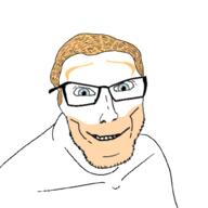a10_eyes blue_eyes glasses happy looking_at_viewer looking_at_you smile smirk subvariant:feralaryan trend:aryan variant:feraljak wojak yellow_beard yellow_hair // 1500x1500 // 578.2KB