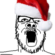 christmas clothes glasses hat mustache open_mouth santa santa_hat soyjak stubble variant:a24_slowburn_soyjak // 454x520 // 161.0KB