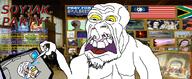 2soyjaks arm barneyfag bloodshot_eyes boneless_(mlp) computer crying don_turtelli drawing flag glasses hand my_little_pony open_mouth paris redraw scp-173 scp_foundation screen south_africa soyjak soyjak_party stubble variant:feraljak variant:soyak vinluv yellow_eyes // 1124x462 // 518.7KB