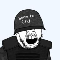 angry army artist:ilovy camo clothes hd helmet military mustache open_mouth soyjak stubble text transparent_background variant:feraljak vest // 2048x2048 // 444.3KB