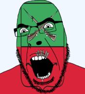 arrow bayonet bow flag flag:zaporizhzhia_oblast full_head glasses gun hair looking_to_the_right oblast open_mouth russia soyjak stubble teeth text transparent transparent_background ukraine variant:cobson zaporizhzhia_oblast // 721x789 // 105.9KB