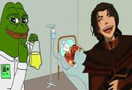 aang_(atla) amphibian avatar_the_last_airbender azula blood closed_mouth clothes deep_wound doctor ear frog hospital injury laughing meta:tagme nas:pepe pepe pepe_the_frog soyjak urine variant:nojak // 1500x1021 // 836.9KB