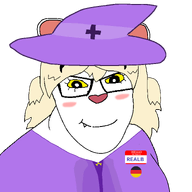 black_eyes blond blush ear eyebrows female flag:germany germany glasses heart_nostrils hello_my_name_is_(sticker) meta:namefags mouse mouse_ears purple_shirt realb_(namefag) smile space_station_13 subvariant:female_feraljak teeth_showing terrible_mouse transparent_background variant:feraljak white_pupils wizard wizard_hat yellow_sclera // 1496x1498 // 53.8KB