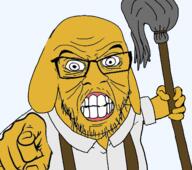 angry clenched_teeth dog glasses janny mop pointing pointing_at_viewer soyjak stubble suspenders variant:feraljak wrinkles // 1545x1364 // 408.5KB
