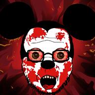 blood bloodshot_eyes creepypasta disney drawn_background ear glasses mickey_mouse open_mouth soyjak stubble subvariant:soyak_front suicide_mouse variant:soyak // 720x720 // 126.3KB