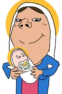 baby christianity halo holding_baby jesus jesus_christ mary pacifier smile subvariant:gapejak_female subvariant:wholesome_soyjak variant:gapejak veil virgin_mary white_background // 676x1021 // 238.7KB
