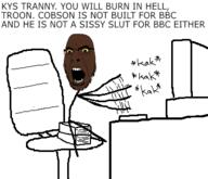 angry bbc black_skin computer full_body glasses keyboard open_mouth soyjak stick_chan stickman stubble text typing variant:cobson yellow_sclera // 368x317 // 29.2KB