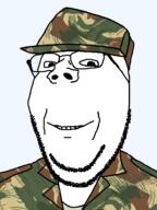glasses military_uniform rhodesia rhodesian_brushstroke smile stubble subvariant:wholesome_soyjak variant:gapejak // 700x933 // 126.6KB