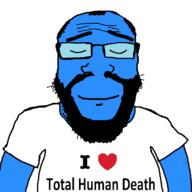 balding beard blue_skin calm closed_eyes closed_mouth clothes glasses hair heart i_love smile soyjak subvariant:science_lover text tshirt variant:markiplier_soyjak // 800x800 // 20.7KB