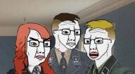 3soyjaks alt-right brown_hair chud fascism female hair irl long_hair murdoch_murdoch nazism red_hair schutzstaffel uniform variant:chudjak yellow_hair // 1280x700 // 1.0MB