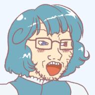 anime blue_hair clothes glasses heterochromia open_mouth series:gyatejaks stubble tatara_kogasa touhou variant:soyak video_game white_skin // 850x850 // 24.4KB