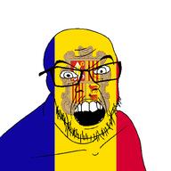 andorra angry country flag glasses jacksepticeye looking_at_you mustache open_mouth soyjak stubble teeth variant:feraljak youtube // 1500x1500 // 68.1KB