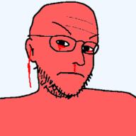angry closed_mouth ear glasses red_skin soyjak stubble variant:elsajak // 256x256 // 10.5KB