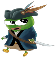 amphibian animal belt clothes feather frog full_body green_skin hand hat holding_object holding_sword lips nas nas:pepe open_mouth pepe pepe_the_frog pirate shoe subnas:apu sword transparent_background // 2138x2200 // 1.4MB