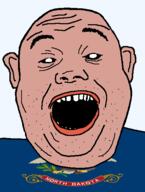 amerimutt animal bird black_sclera clothes eagle ear flag flag:north_dakota hair holding_object north_dakota open_mouth red_shirt soyjak state stubble teeth text transparent_background united_states variant:alicia // 418x555 // 38.3KB