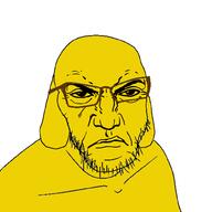 angry animal closed_mouth dog ear glasses janny punisher_face soyjak stubble variant:feraljak yellow_skin // 1000x1000 // 118.9KB