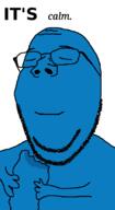 beard blue_skin calm eating glasses its_over smile stubble text variant:gapejak wholesome // 600x1100 // 42.1KB