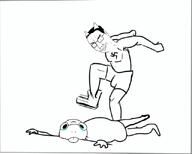 2soyjaks american_history_x arm cat_ear crying curb_stomp full_body glasses hair hand leg murder series:unfunnycreature smile smirk smug soyjak swastika teeth unfunny_creature variant:chudjak variant:uglyfuckingthing // 640x513 // 79.5KB