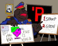 'p 4chan clothes discord jartycuck luke_smith lute map officer_cap painting poop red_eyes red_lips red_sclera room shading sharty text uniform variant:meximutt white_board // 2048x1646 // 225.7KB