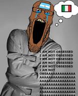 argentina bloodshot_eyes brown_skin country crying flag glasses insane italy open_mouth rent_free soyjak speech_bubble stretched_mouth stubble text thought_bubble variant:markiplier_soyjak yellow_teeth // 1080x1317 // 250.7KB