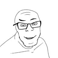 eyelids glasses smile smug soyjak stubble variant:feraljak // 750x750 // 34.7KB