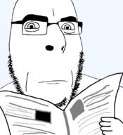 closed_mouth glasses hand holding_object newspaper soyjak stubble transparent variant:cobson // 775x849 // 215.3KB