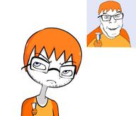 Zach angry badge blue_eyes grumpy he_will_always_be_a_gem ongezellig orange_hair variant:feraljak zwabag // 1280x1090 // 294.7KB