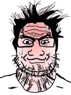 blush closed_eyes glasses hair soyjak stubble sweating uwu variant:markiplier_soyjak vein // 463x617 // 176.5KB