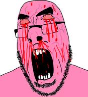 angry blood crying glasses no_pupils nosebleed open_mouth rage red_eyes seething stubble teeth variant:cobson // 775x849 // 66.2KB